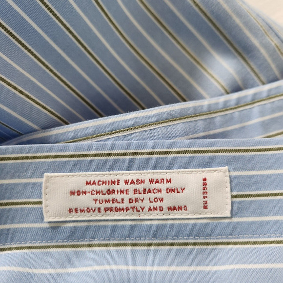 Brooks Brothers Shirt Men Size 16-35 Blue Stripe Traditional Fit Button Up Shirt - Picture 10 of 13